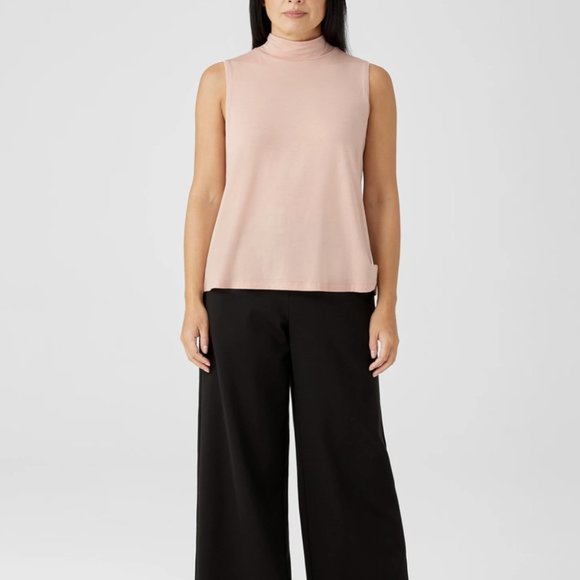 Eileen Fisher Dark Powder Basic Length Fine Jersey Mock Neck Tank - Picture 5 of 6